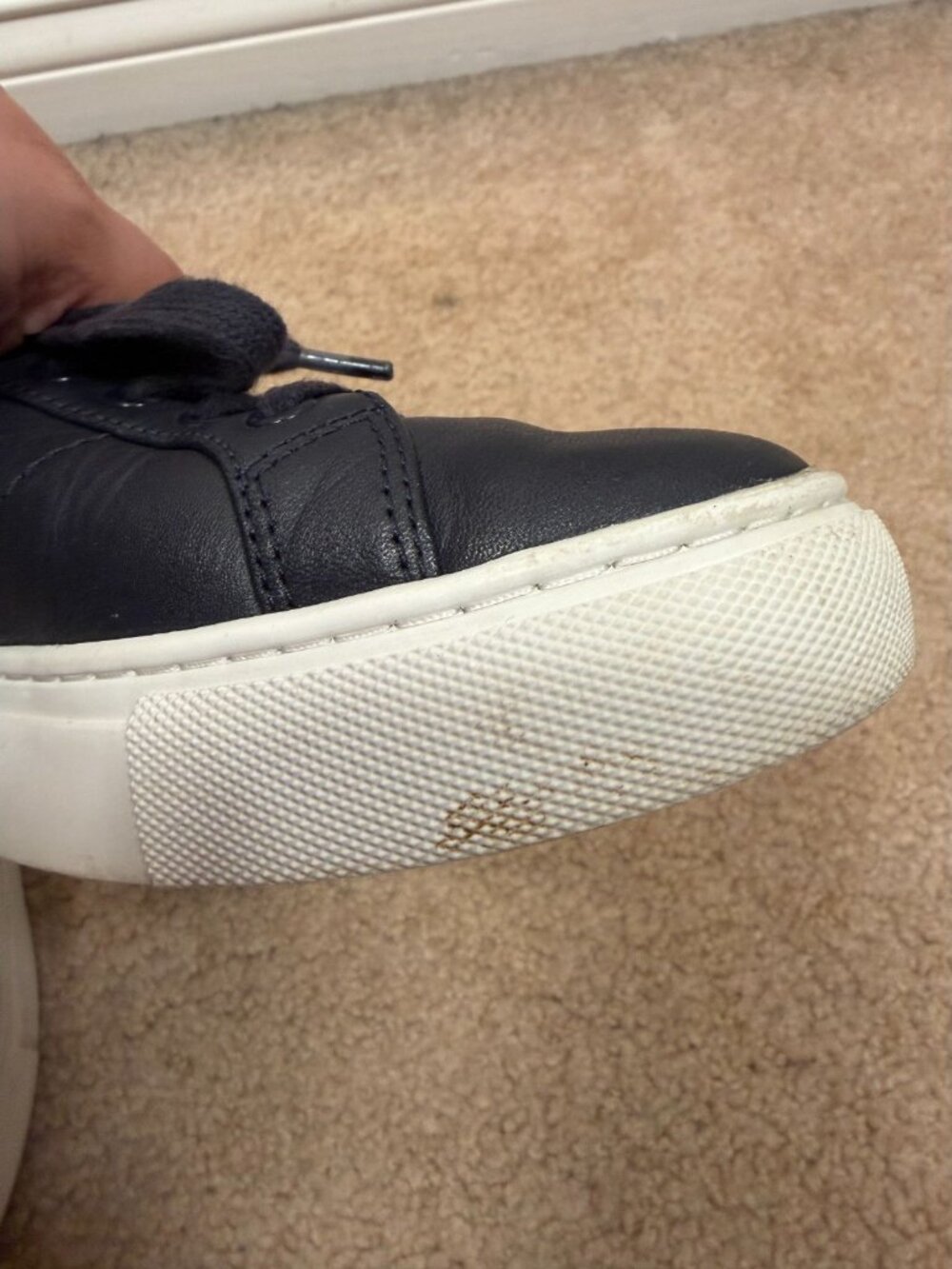 Tory Burch Amalia Sneaker Shoe Size 6M Leather Navy Blue Low Top Lace Up - Picture 4 of 12
